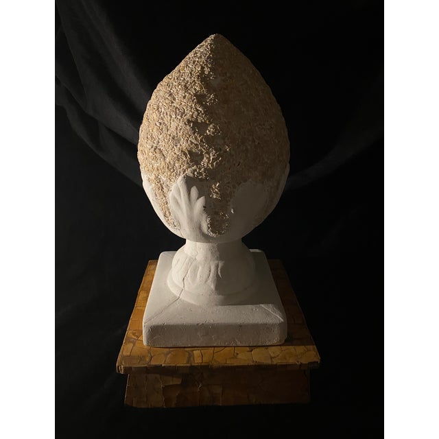 Stone Mid 20th Century A Cast Stone Decorative Finial Resembling a Pineapple or Artichoke. 17” Height , Solid For Sale - Image 7 of 12