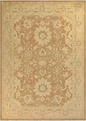 1990s Boho Chic Kafkaz Lt. Brown/Lt. Tan Wool Rug -9'11 X 13'7