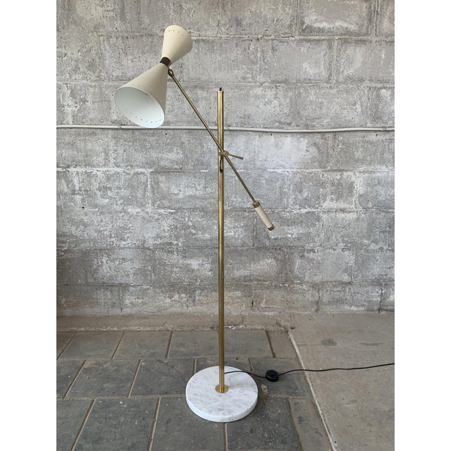 Stilnovo Midcentury Modern Adjustable Floor Lamp in Brass and Marble, 1960s For Sale - Image 4 of 12