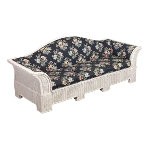 Late 20th Century Traditional White Wicker Camelback Sofa