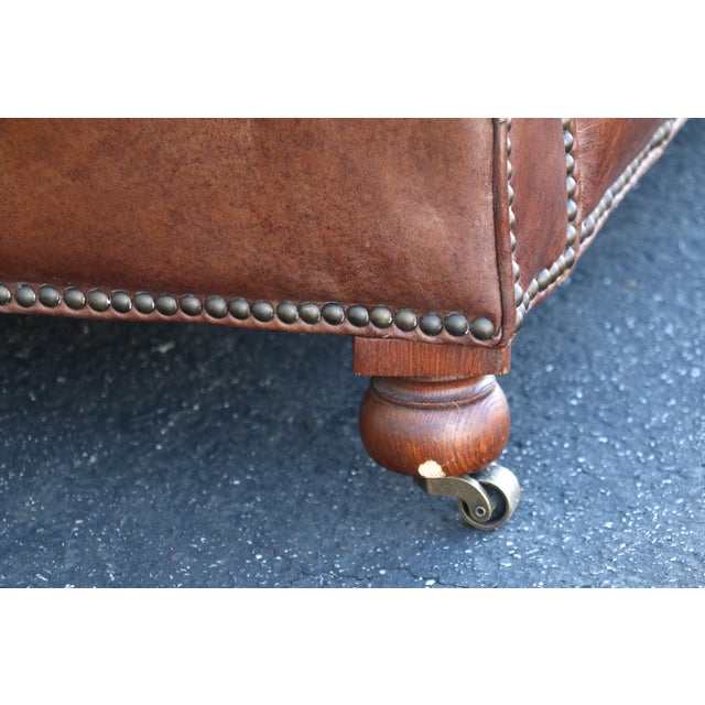 21st Century English Chesterfield Sofa by Restoration Hardware in Aged Brown Leather For Sale - Image 11 of 18
