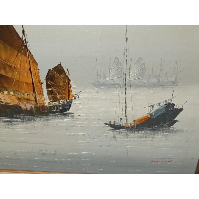 Nautical 1950s Edward Burton "Arabian Sails" Original Painting For Sale - Image 3 of 4