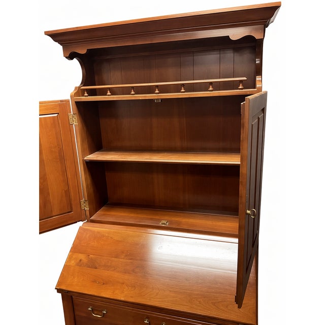 1970s Brandt Secretary Desk With Hutch Solid Wood Traditional Style For Sale - Image 5 of 7