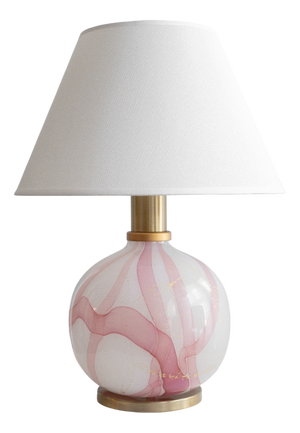 Pink Swirl Murano Glass Table Lamp, Italy, 1980s