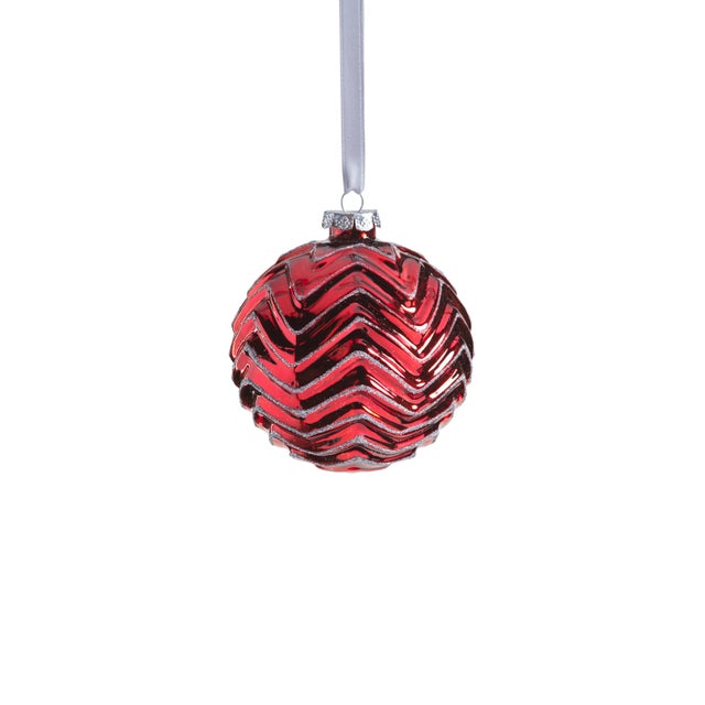 Introduce a contemporary flair to your holiday decor with the Trieste Metallic Chevron Glass Ball Ornaments. These stylish...