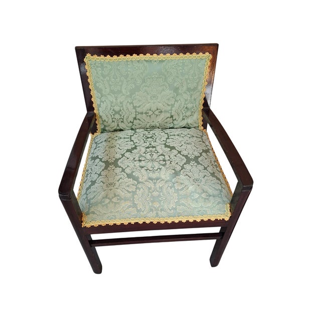 1970s Vintage Armchairs in Mahogany and Fine San Leucio Silk, 1970s, Set of 2 For Sale - Image 5 of 16