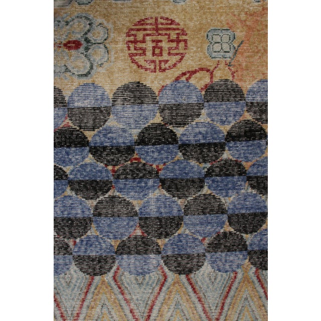 Rug & Kilim Handknotted Multi Patterned Chinese Dragon Rug, Orange and Blue, 9'x12' For Sale - Image 4 of 7