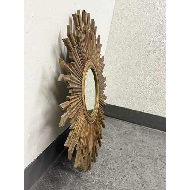 Creative Co-Op Wood Sunburst Mirror For Sale - Image 4 of 12