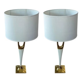 Cream Foy Table Lamps by Hickory Chair, Set of 2 For Sale