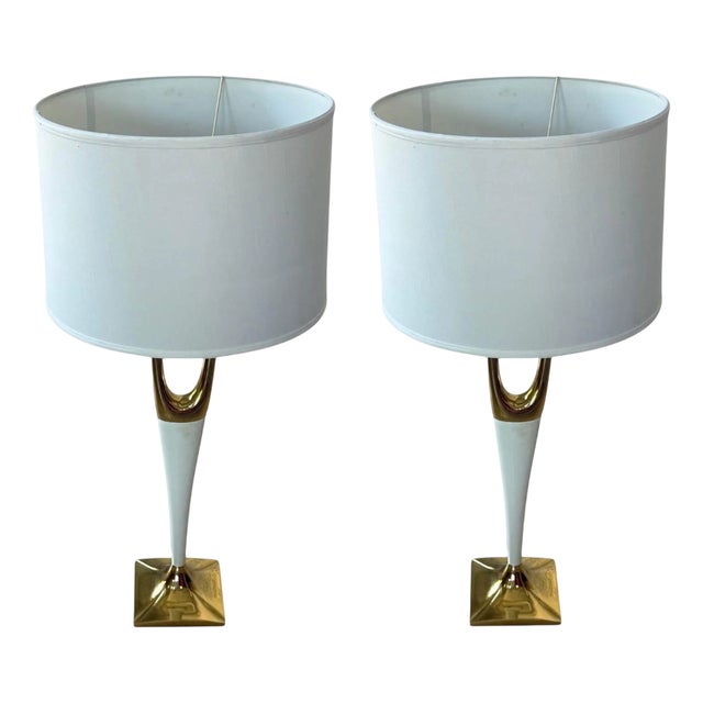 Cream Foy Table Lamps by Hickory Chair, Set of 2 For Sale