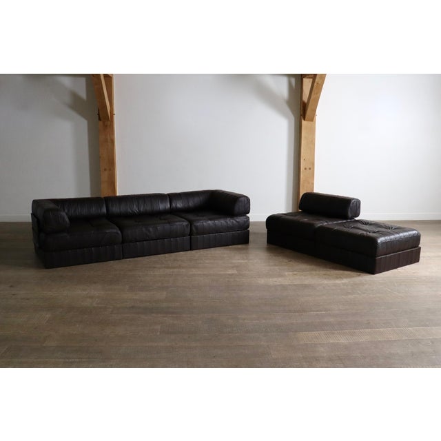 DS-88 Modular Sofa in Dark Brown Patchwork Leather from de Sede, Switzerland, 1970s, Set of 5 For Sale - Image 9 of 14