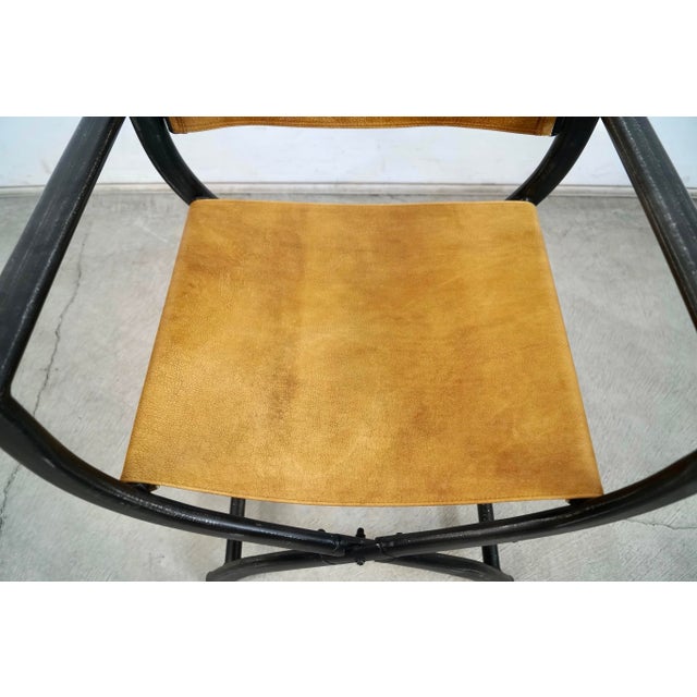 Restoration Hardware French Leather Director’s Armchair For Sale - Image 10 of 12