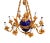 Elegant baroque style pendant chandelier made of 24kt gilt bronze. The central body in cobalt blue porcelain, the nine...