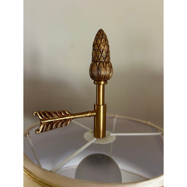 Vintage Pair of Maitland Smith Tall Black and Gold Column Style Table Lamps For Sale - Image 9 of 12