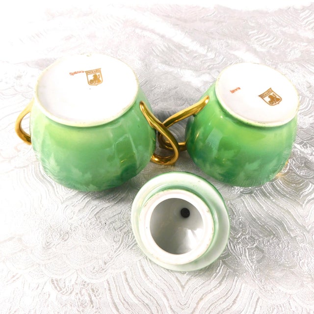 1950s Green Pickard Teapot With Sugar Bowl, Creamer and Five Cups - 10 pcs For Sale - Image 10 of 13