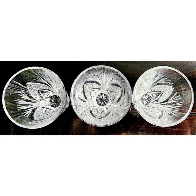 Transparent Vintage Fine Deep Cut Crystal Shot Glasses- Set of 6 For Sale - Image 8 of 13