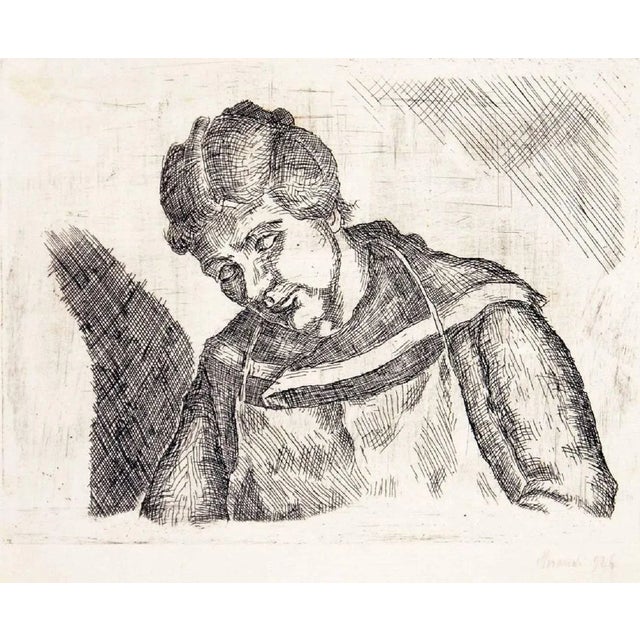 Black and white etching. Hand signed and dated by the artist on lower right margin. Original title: ''Figura Femminile...