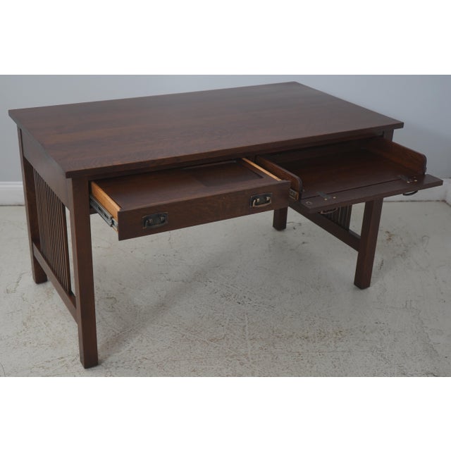 Mission Stickley Mission Oak Spindle Writing Desk For Sale - Image 3 of 18