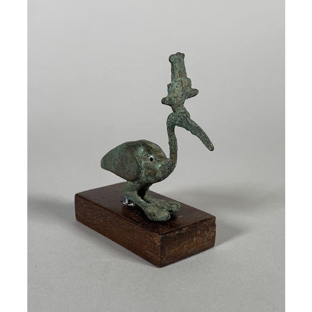 Statuette of THOT-IBIS Bronze with green patina Egypt Ptolemaic period 332–30 BC. For Sale - Image 6 of 6