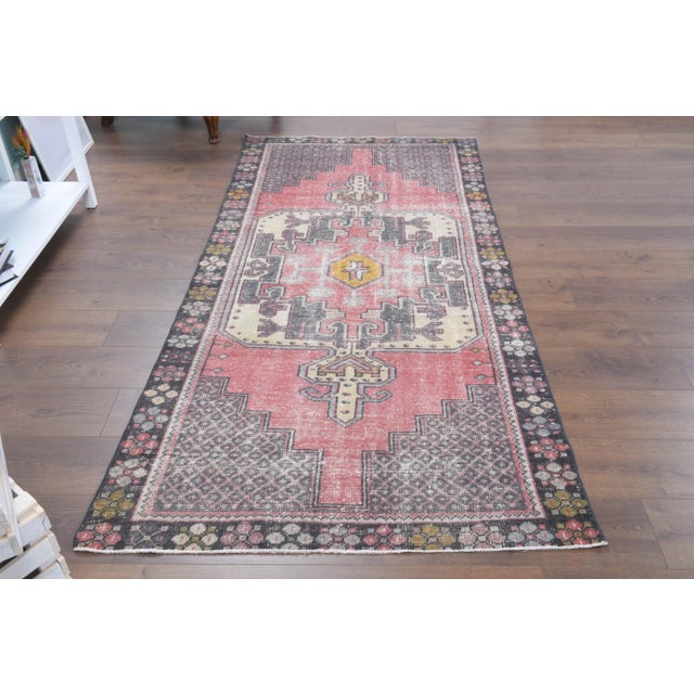 Vintage Turkish Hand-Knotted vintage rug is a semi-antique vintage area rug.'70s Eastern region of Turkey's unique rug is...