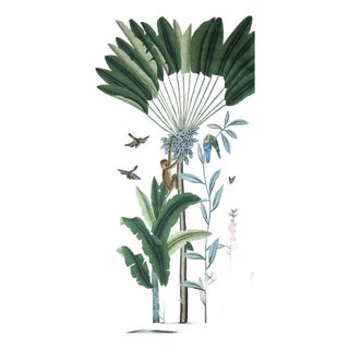 Edo Xuan Paper Hand-Painted Chinoiserie Wallpaper – Tropical Botanical Monkey & Bird Design For Sale