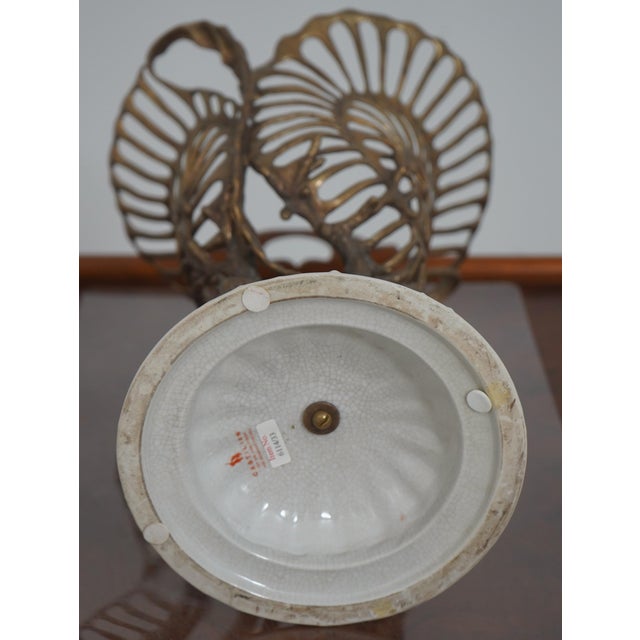 1990s Castilian Bronze & Porcelain Seahorse Design Center Piece For Sale - Image 13 of 15