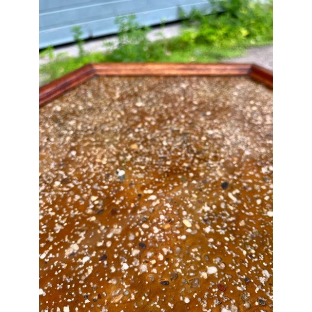 Brown Saltman Mid Century Modern Pair of Hexagon Side Tables With Speckle Motif at Glass Top | by Brown Saltman For Sale - Image 4 of 13