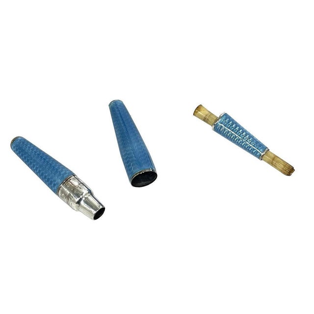 Art Deco German Silver Enamel and Guilloche Cigarette Holder, 1910 For Sale - Image 9 of 12