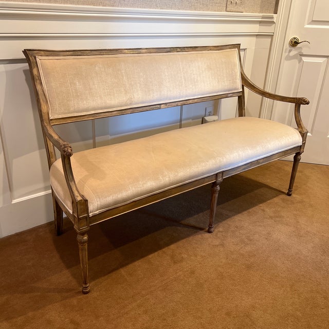 Ivory Neirmann Weeks Silk Velvet Upholstered Annecy Bench For Sale - Image 8 of 8