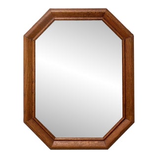 Vintage Mid-Century Modern Octagonal Walnut Wall Mirror For Sale