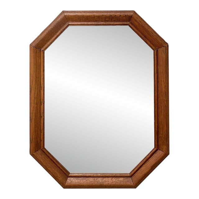Vintage Mid-Century Modern Octagonal Walnut Wall Mirror For Sale
