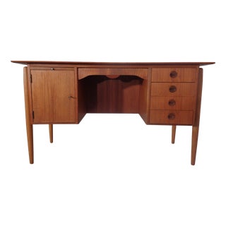 Vintage Danish Curved Teak Desk, 1960s For Sale