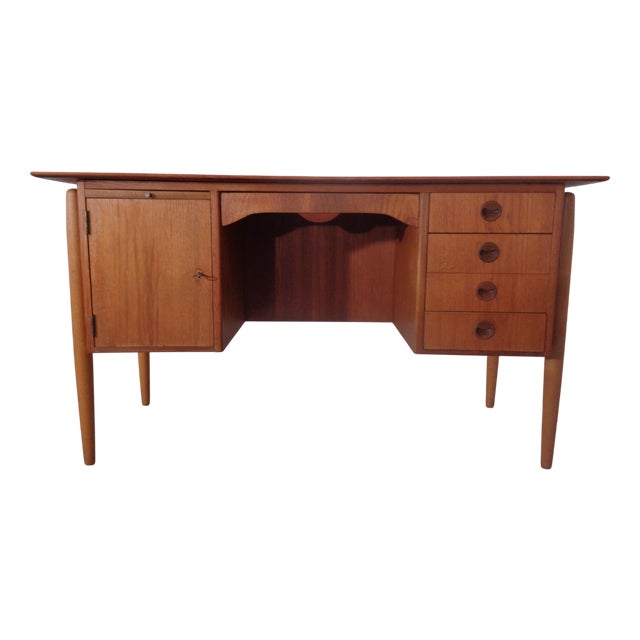 Vintage Danish Curved Teak Desk, 1960s For Sale