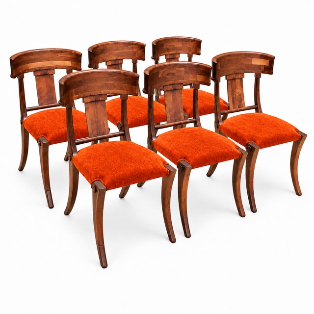 Mid-Century Modern Mid Century Style Solid Walnut Klismos Dining Chairs. Set of 6 For Sale - Image 3 of 6