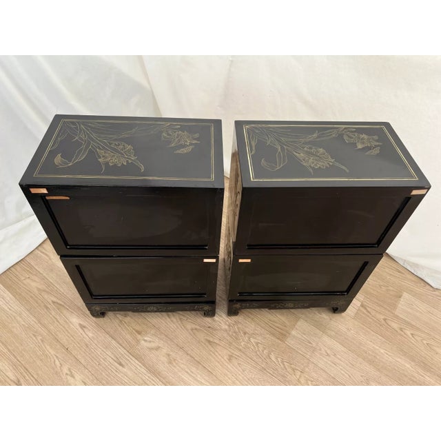 1950s Pair Mid Century Stacking Chinoiserie Bedside Cabinets Nightstands Six Pieces Chinese For Sale - Image 12 of 12