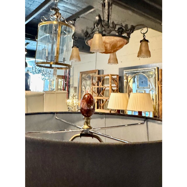 Brick Red Mid 20th Century Art Deco Table Lamps With Egyptian Motifs, Hand-Painted Porcelain shades not included- a Pair For Sale - Image 8 of 13