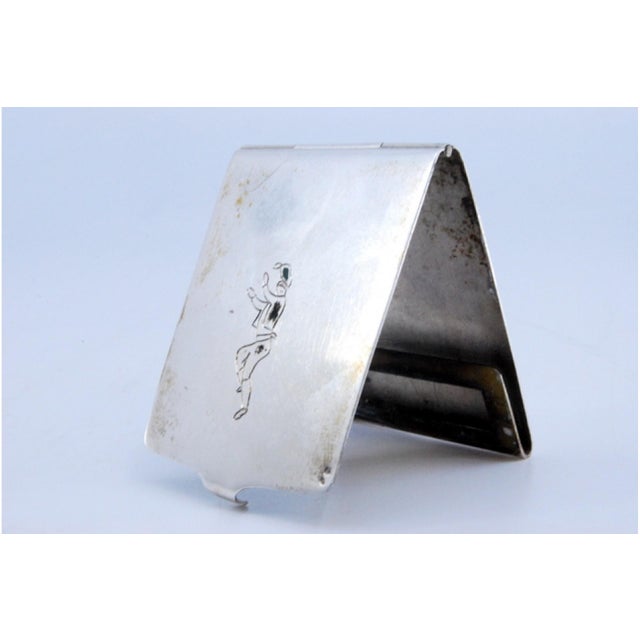 Plain Silver Matchbook with Engraved Dancer For Sale - Image 9 of 10