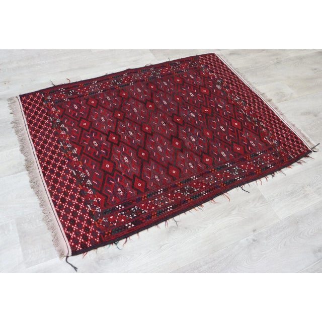 Fine Hand-woven turkmen yomud Sumakh Kilim\. Typically geometric designs are used and these Kilims usually come in a...
