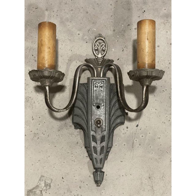 Antique Art Deco 2 Light Wall Sconce for repair the sconce need to be cleaned and re-wired