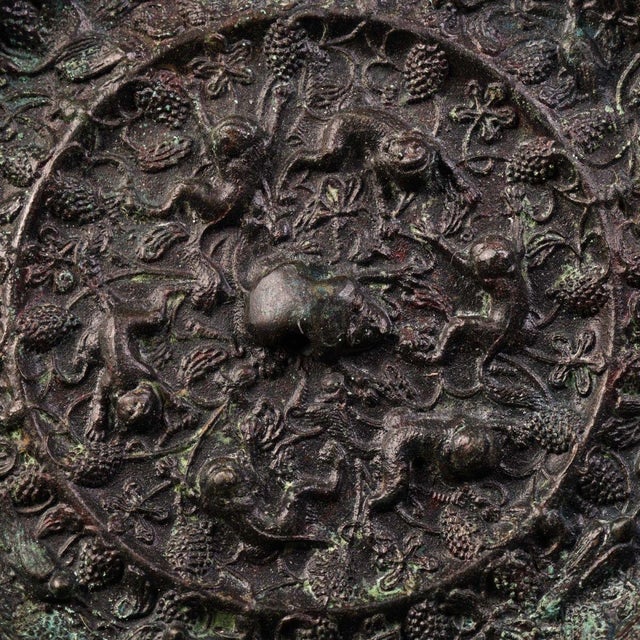 Metal Late 19th Century Bronze Mirror With Sea Beasts and Grapevine Motifs For Sale - Image 7 of 10