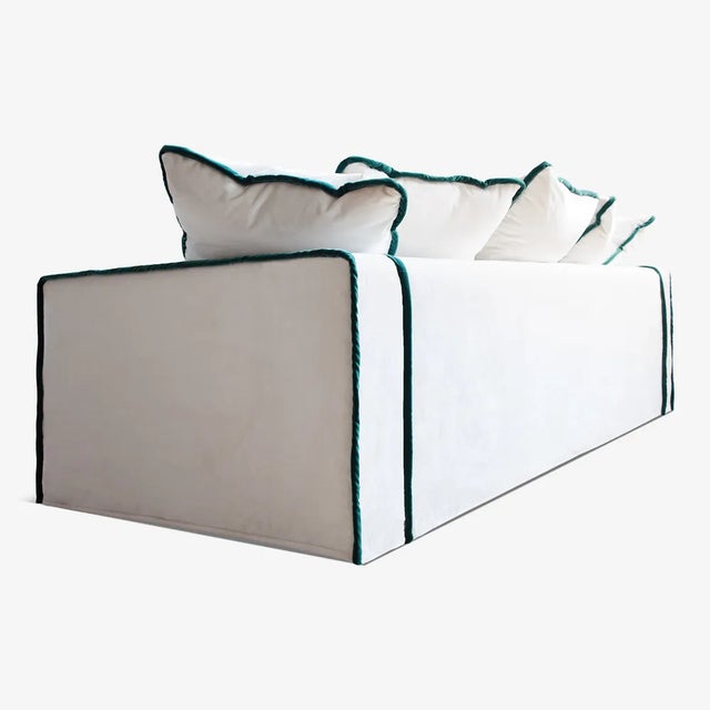 Rafaella Three-Seater Sofa in Dark Orange Velvet with Camel Beige Trim from Biosofa For Sale - Image 6 of 7