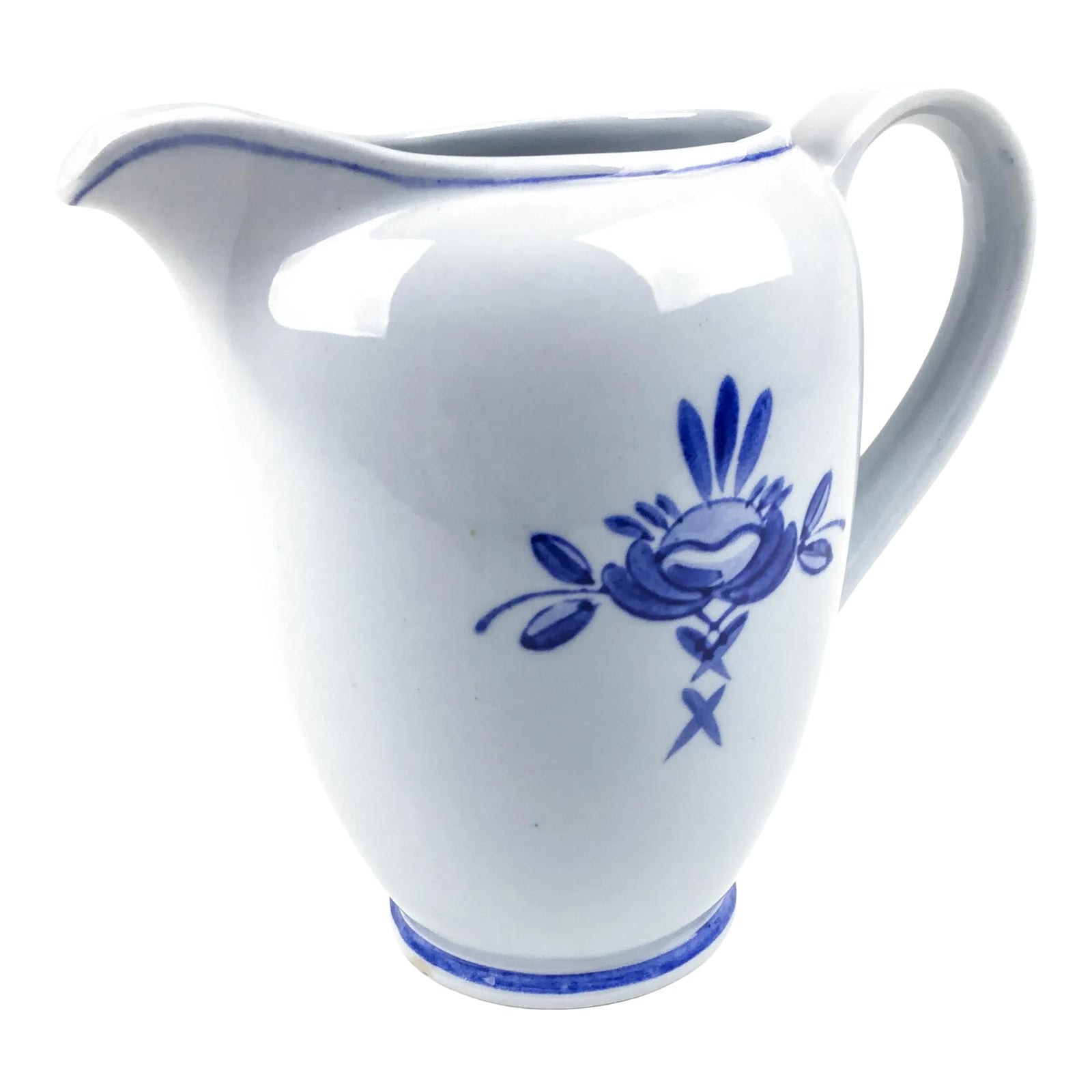 Arabia Blue Rose Pattern Vintage Pitcher or Vase Chairish