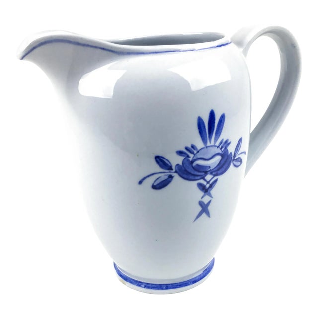 Arabia Blue Rose Pattern Vintage Pitcher or Vase For Sale