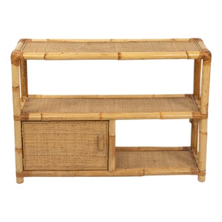 Mid-Century Modern Cabinet Shelf in Rattan and Bamboo, Italy, 1970s For Sale