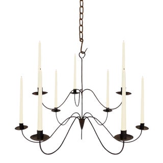19th Century American Nine-Arm Iron Chandelier For Sale