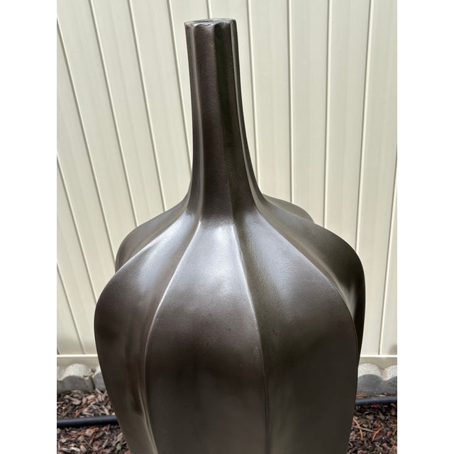 Mid-Century Modern Vintage Bronzed Large Accolade Floor Vases For Sale - Image 3 of 5