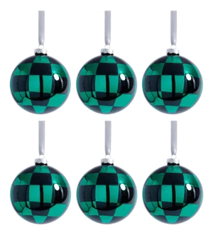 Checkered Ball Ornaments, Set of 6, 4"