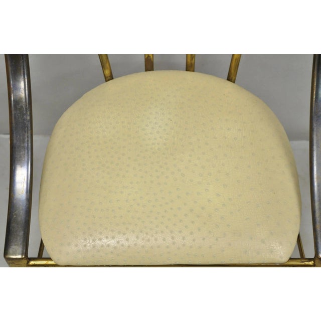 Vintage Italian Hollywood Regency Sculptural Brass Chiavari Style Accent Chair For Sale - Image 9 of 17