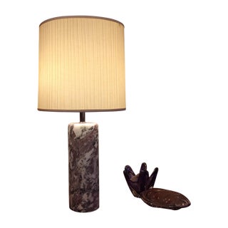 Marble Cylinder Table Lamp For Sale