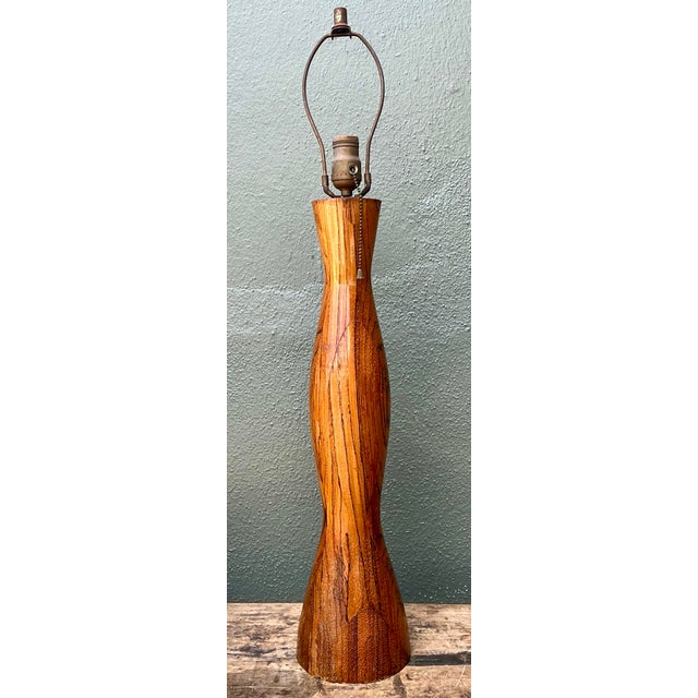 Vintage Turned Wood Lamp For Sale - Image 10 of 12